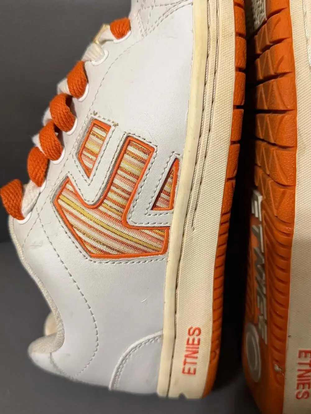 Vintage Y2K Chunky Etnies Patsy W’s Size 8.5 White Orange Skate Shoes Retro